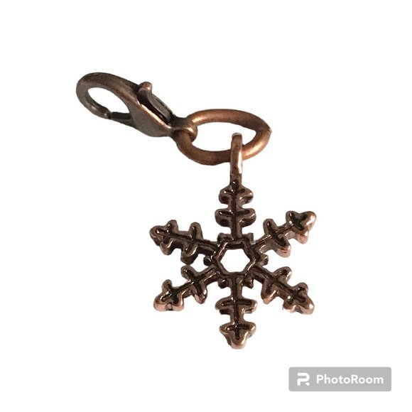 Snowflake Charm for Bracelet Zipper Pull Backpack Purse Charm Copper Tone - Picture 1 of 11
